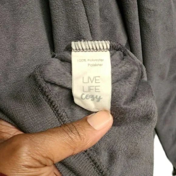 PJ Salvage Lounge plus size 3x Grey Oh My Velour Top Ribbed Cuff sleepwe… - Picture 7 of 7